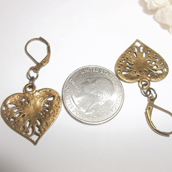 Earrings Bronze Heart Butterfly Dangle Drop Earrings Set Earring Boho NWT A176 - Picture 3 of 8